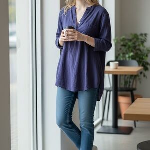 Elegant Navy Tunic Top